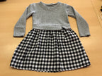 Kleid 104 Grau, Schwarz, Weiß