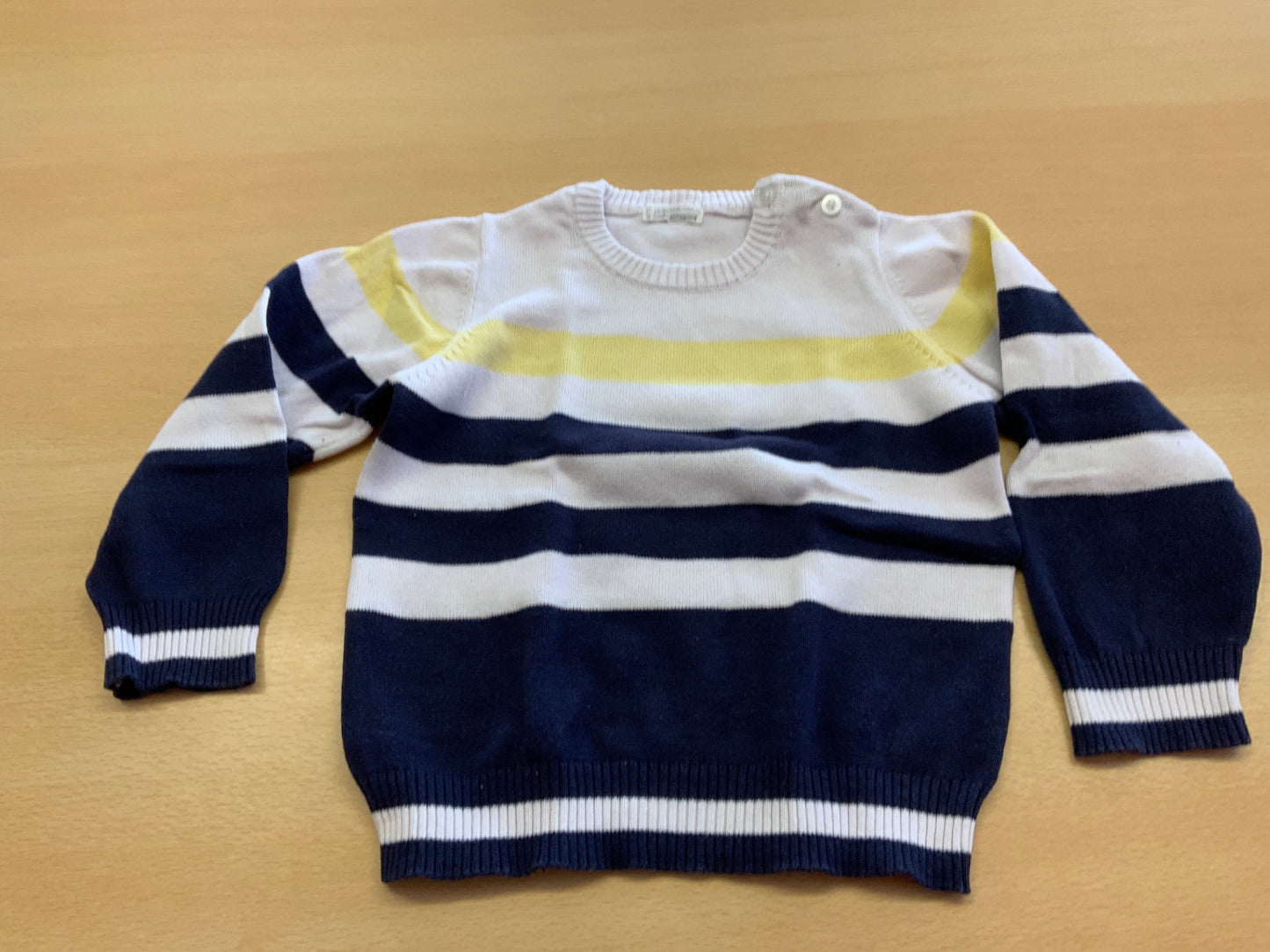  Pullover 92 Weiß, Marineblau, Hellgelb