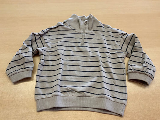  Pullover 92 Grau mit schwarzen Streifen