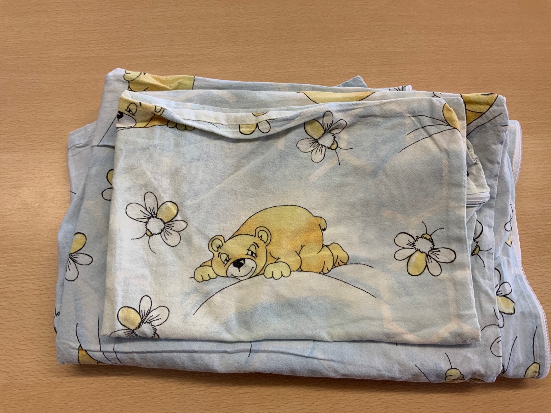 Kinderbettwäsche Hellblau, Gelb, Weiß