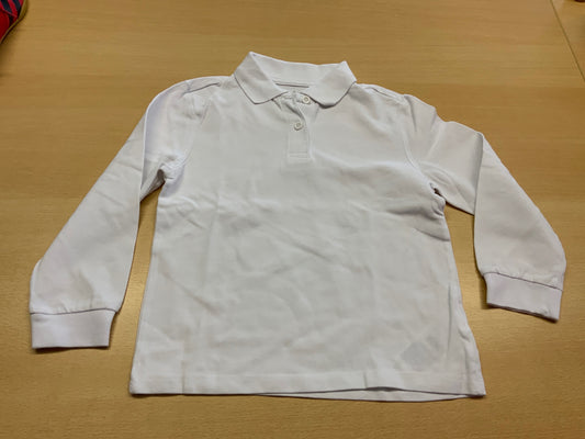 Poloshirt langarm 116/122 Weiß
