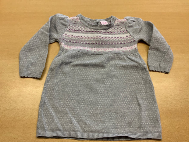 Smile Kleid 80 Grau mit Muster in Rosa und Weiß