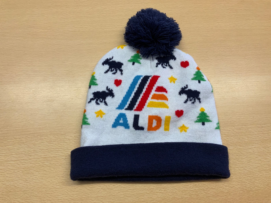 Aldi Mütze Weiß, Dunkelblau, Mehrfarbig