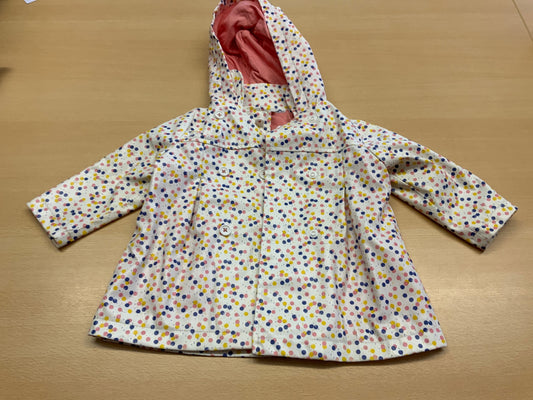 Regenjacke 80 Weiß mit bunten Tupfen