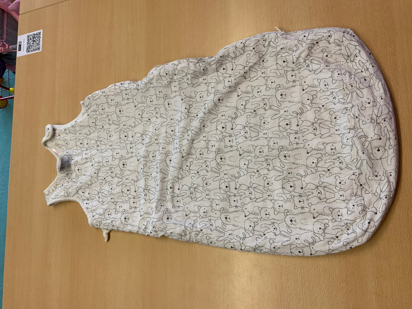  Schlafsack Beige mit schwarzen Tiermotiven