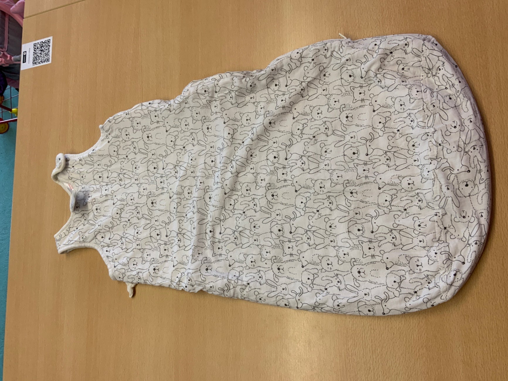  Schlafsack Beige mit schwarzen Tiermotiven