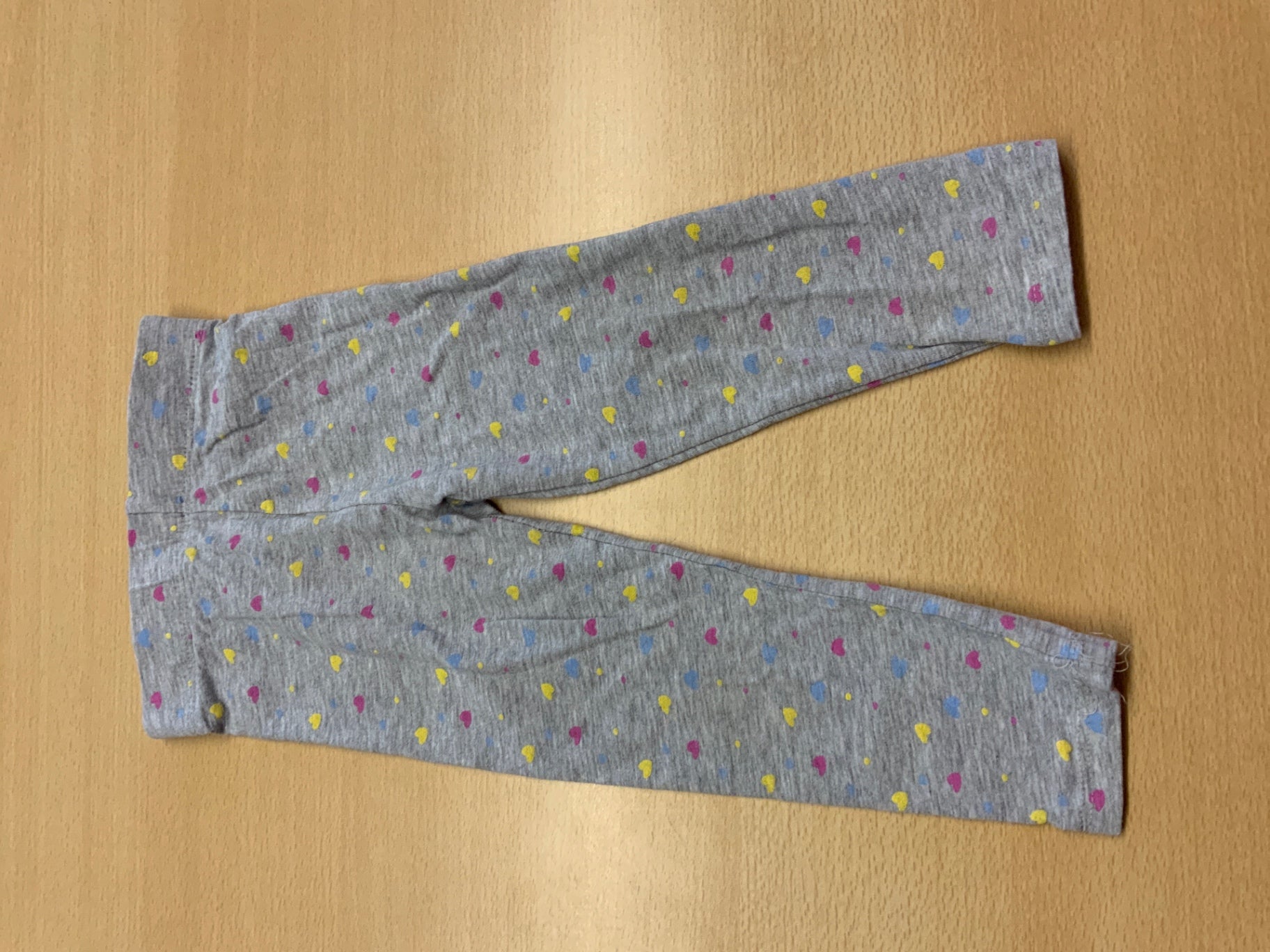 Leggins 92 Grau mit bunten Punkten in Gelb, Blau und Pink