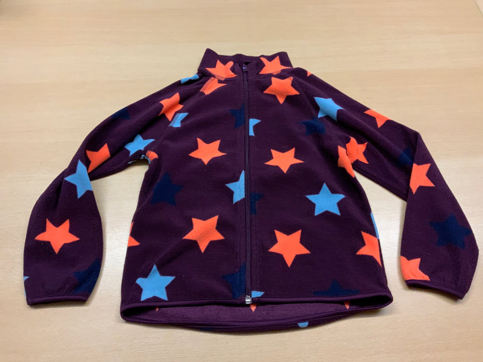  Jacke 110/116 Violett mit orangeblauen und dunkelblauen Sternen