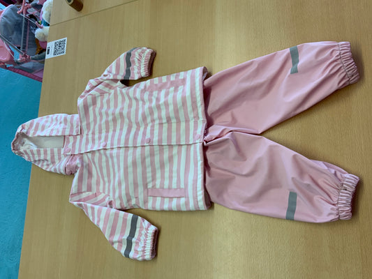  2 tl. Regenanzug 92 Rosa, Grau, Weiß