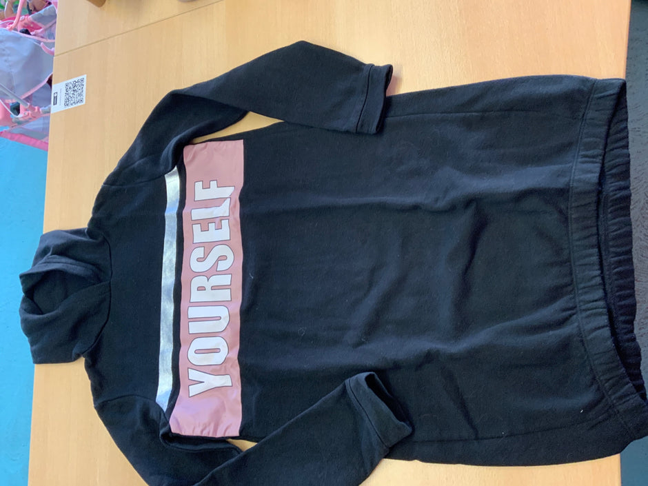 Terranova Sweatkleid 164 Schwarz und Rosé mit Weiß