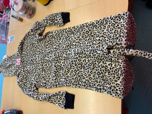  Pyjama 134/140 Beige mit schwarzen Leopardenmuster
