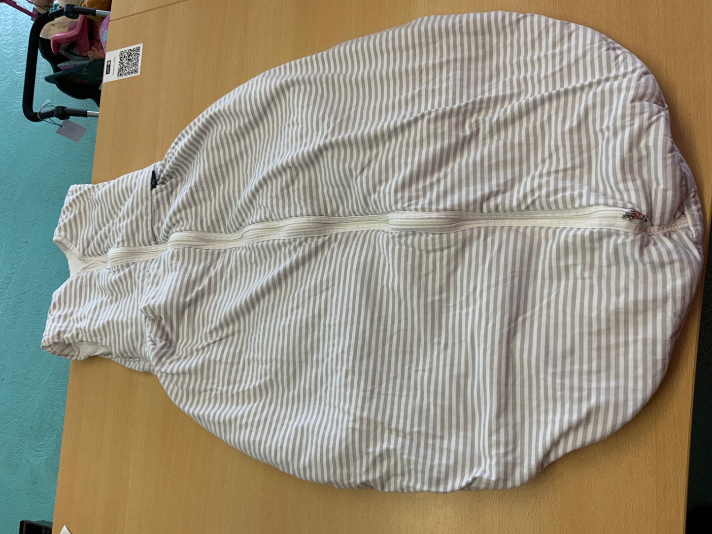  Schlafsack Weiß mit grauen Streifen