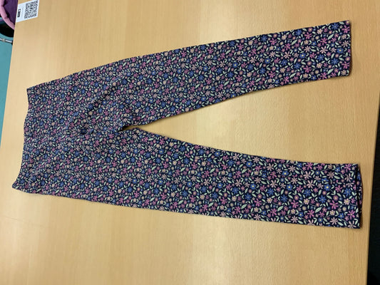 Leggins 146/152 Dunkelblau mit Blumenmuster