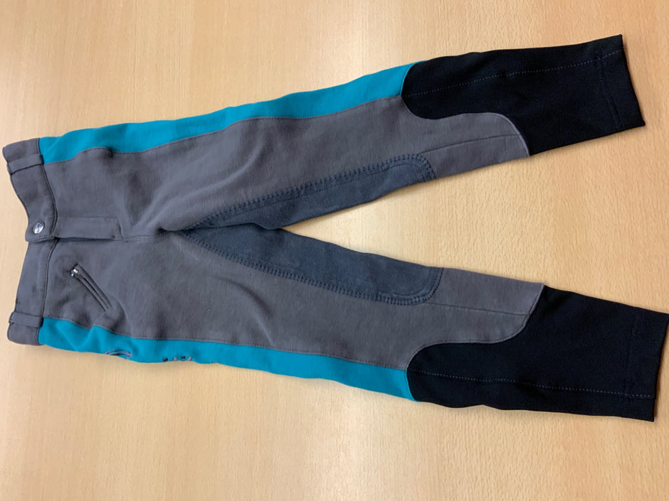  Reithose 128 Grau, Türkis, Schwarz