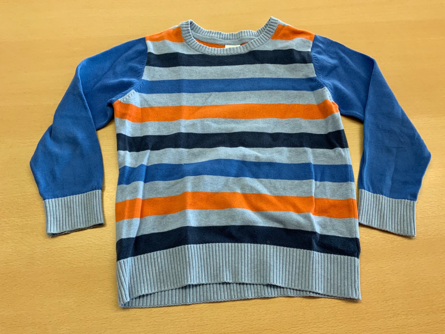 Pullover 122 Bunt mit Blau, Grau, Orange, Schwarz