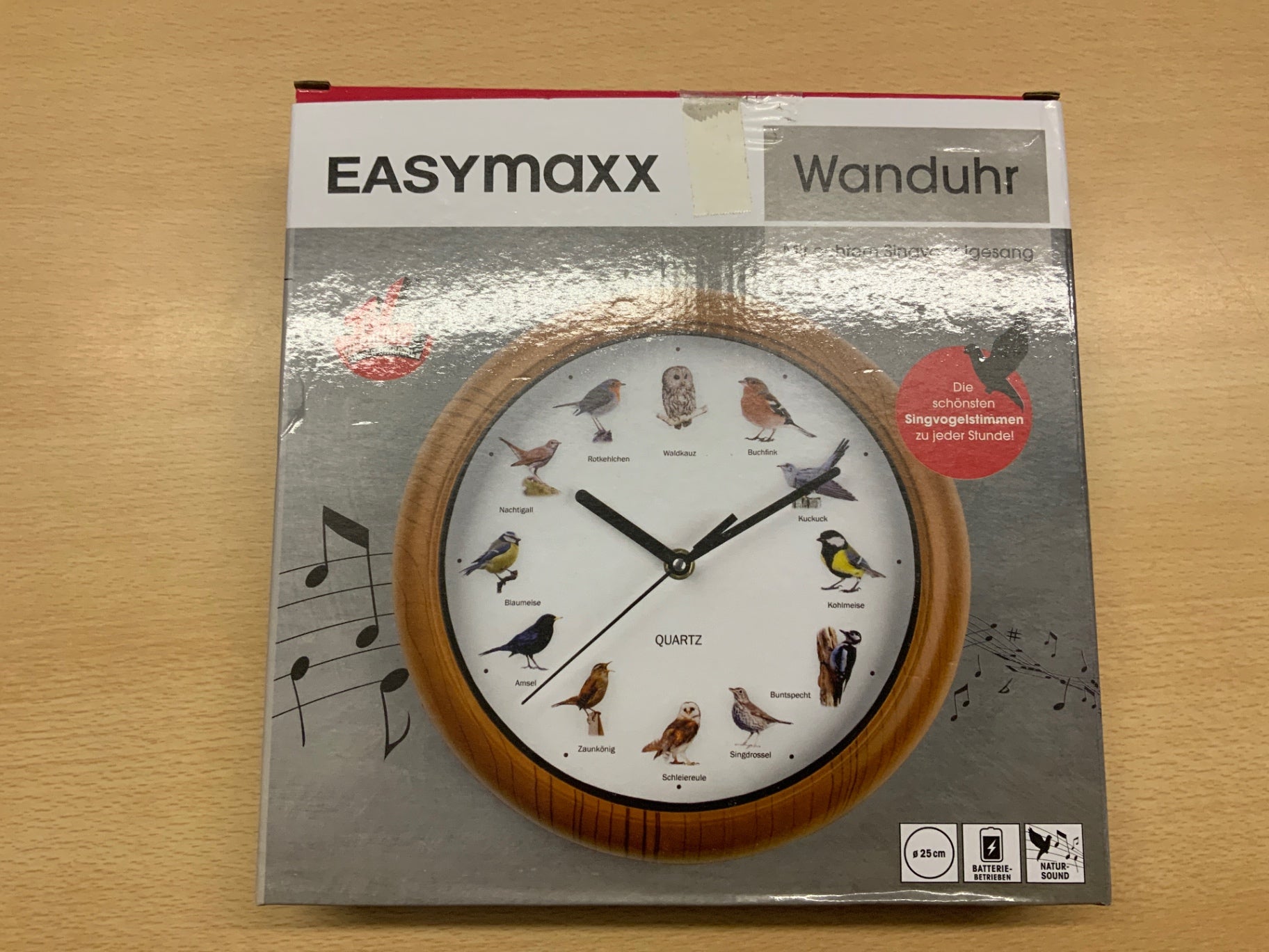 Wanduhr Natürliches Holz