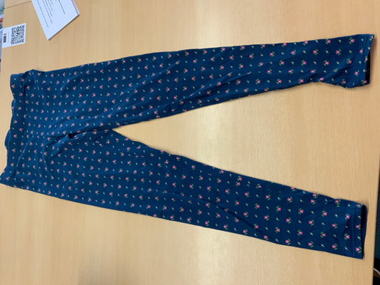  152/164 Blau mit rosa Blumenmuster