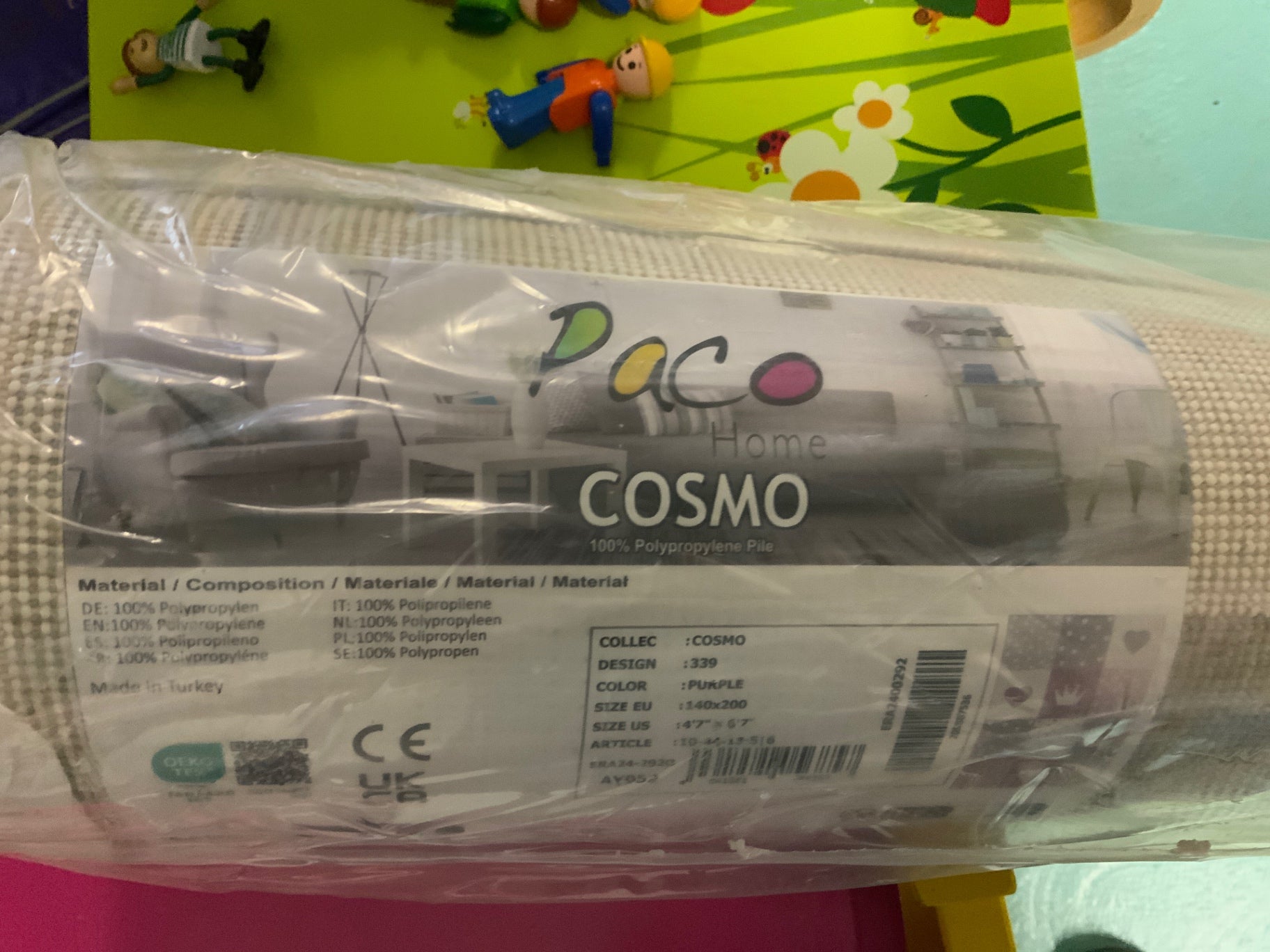 COSMO Kinderzimmer-Teppich 160/230 Rosa, Grau