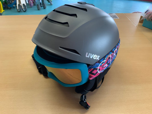 Uvex Skihelm mit Brille Grau