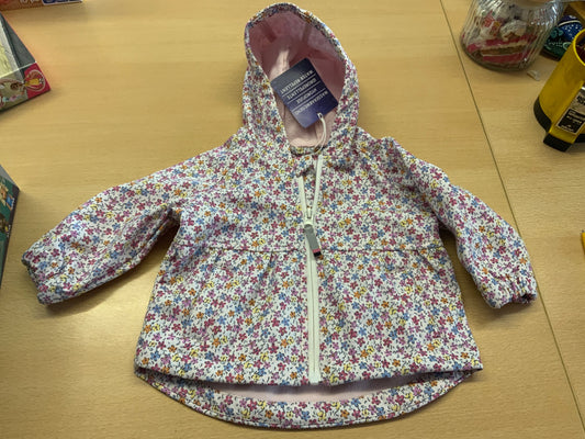 Regenjacke 68 Weiß mit buntem Blumenmuster