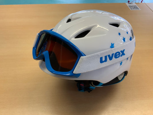 Uvex Skihelm mit Brille Weiß und Blau