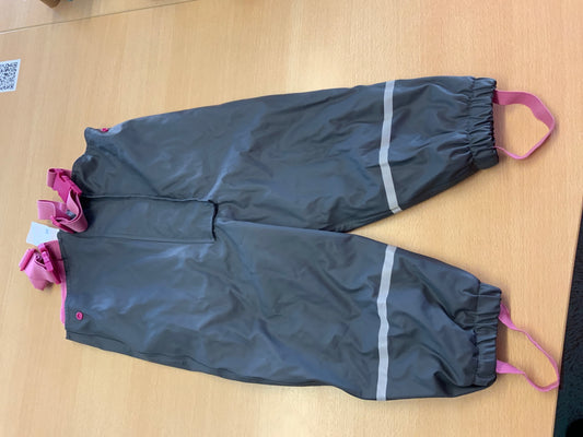 Regenhose 86/92 Grau mit Pinkdetails
