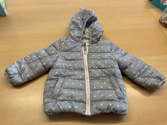 Winterjacke 80 Grau mit weißen Herzchen