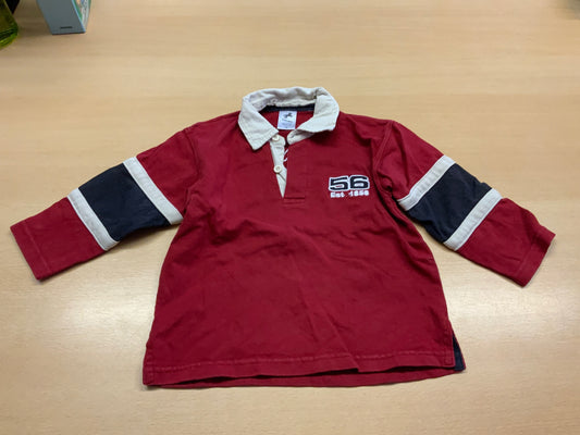  Poloshirt langarm 98 Rot, Schwarz, Creme