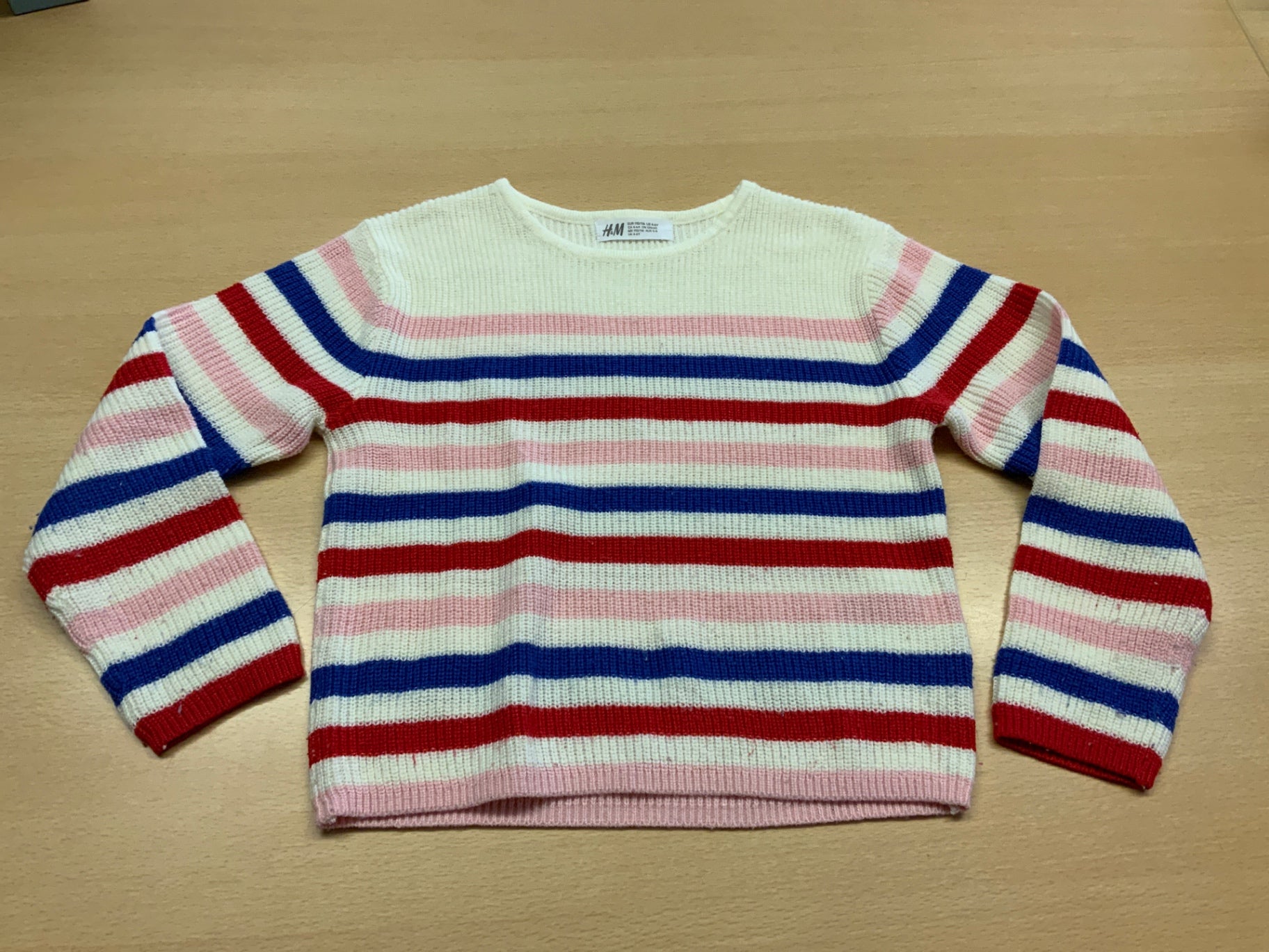 H&M Pullover 110/116 Weiß, Rot, Blau, Pink