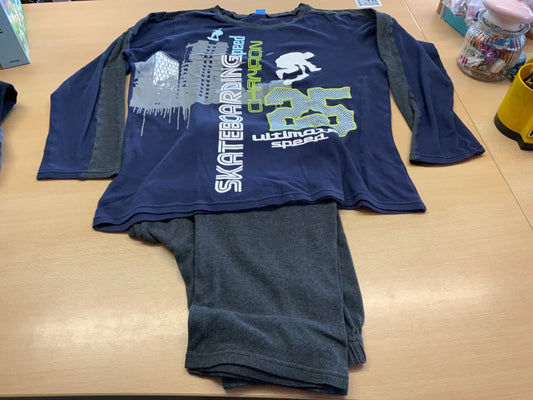 Pyjama 176 Blau, Grau, Grün, Weiß