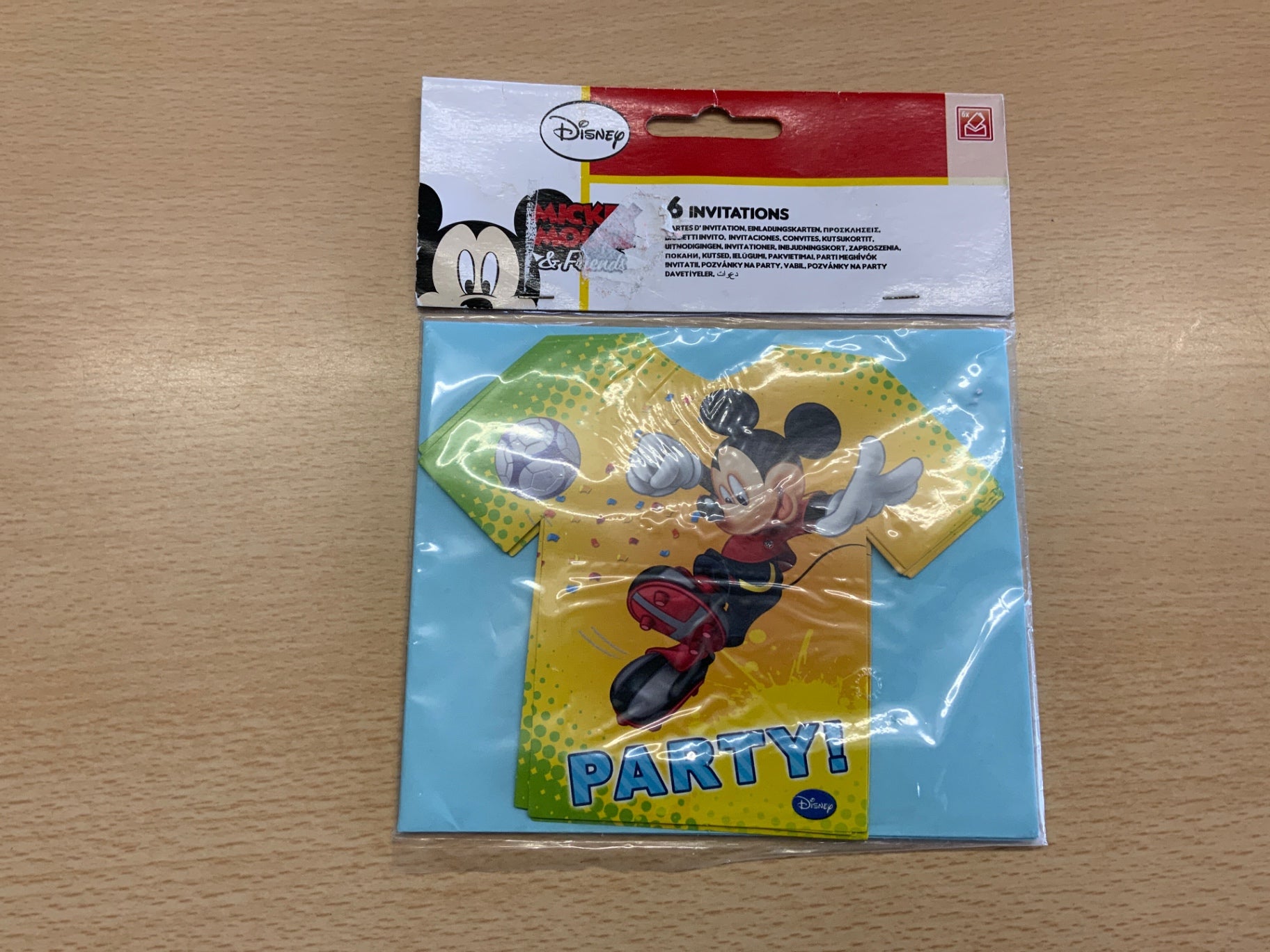 Disney Party Einladungskarten Gelb, Blau, Schwarz, Rot, Weiß