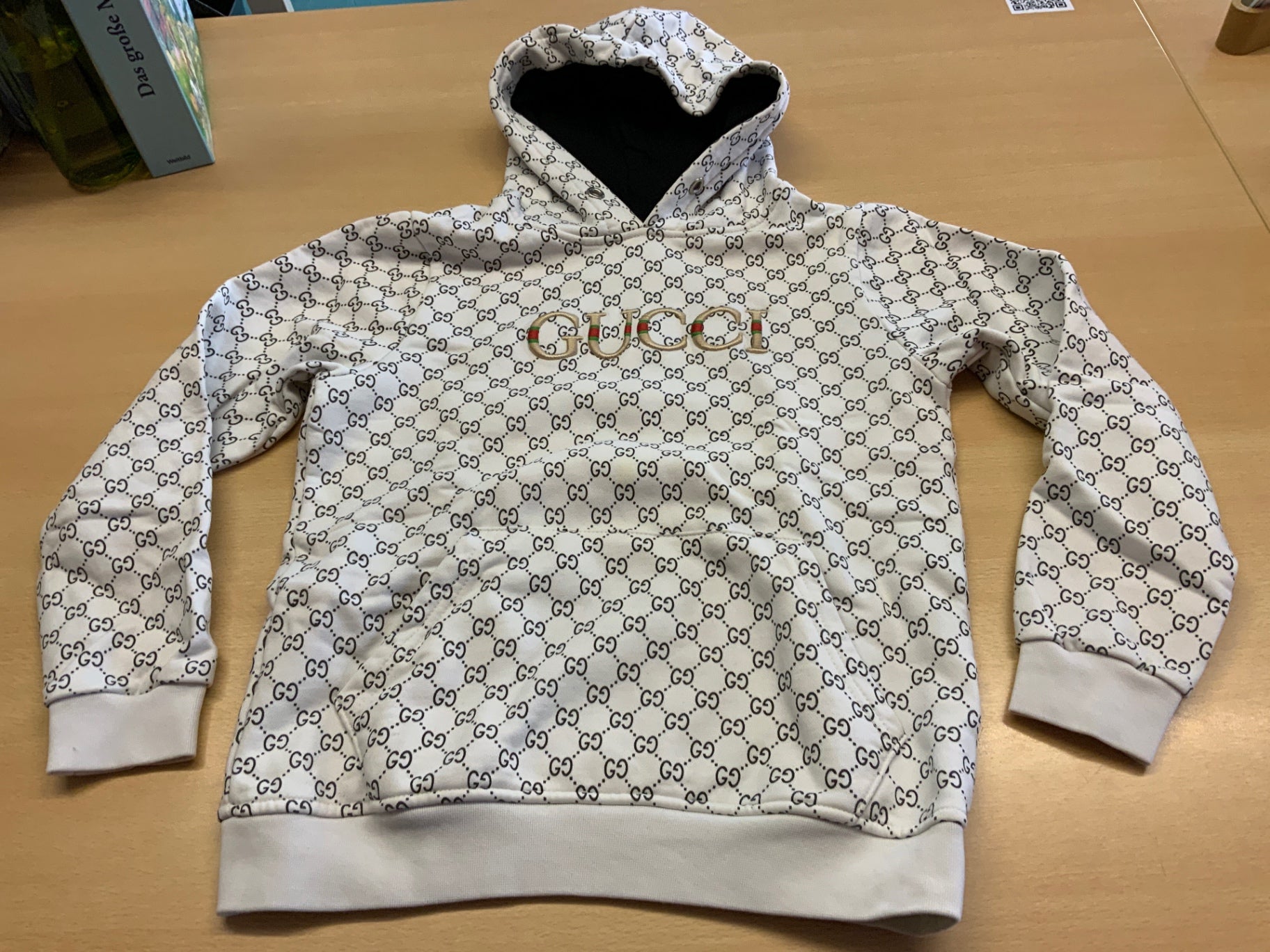 Gucci Hoodie 146/152 Weiß mit schwarzem Muster
