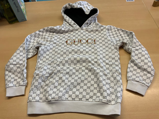 Gucci Hoodie 146/152 Weiß mit schwarzem Muster