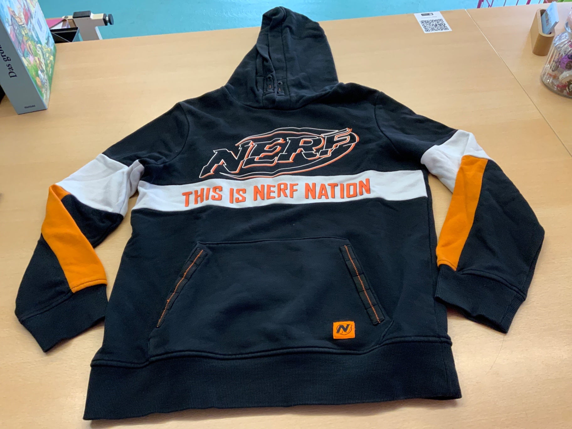 Nerf Hoodie 146/152 Schwarz, Weiß, Orange