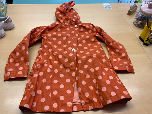 Regenmantel 128 Rot mit rosa Punkten