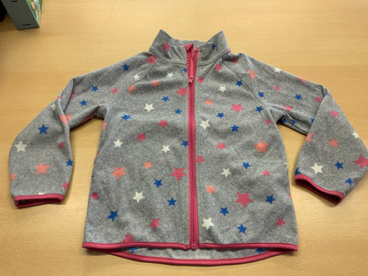 Jacke 110/116 Grau mit bunten Sternen in Blau, Weiß und Pink