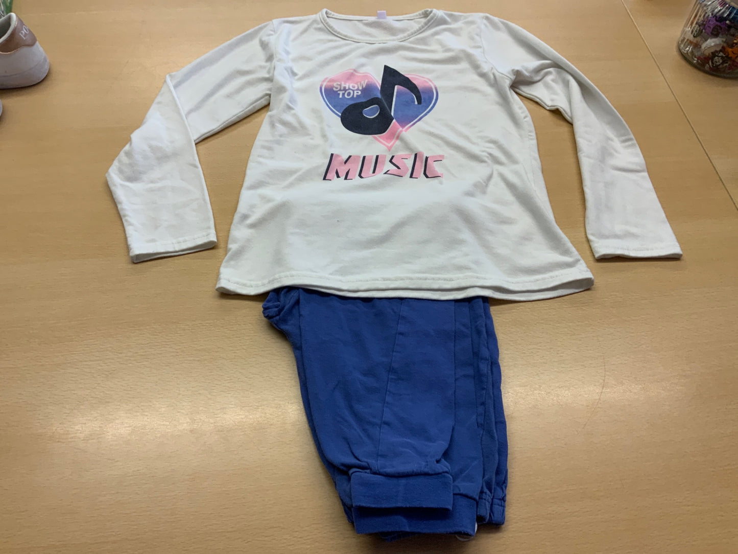  Pyjama 140 Weiß, Blau, Pink