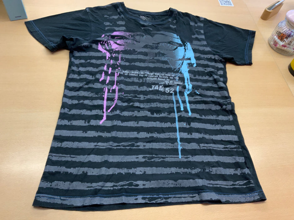 T-Shirt M Schwarz, Lila, Blau