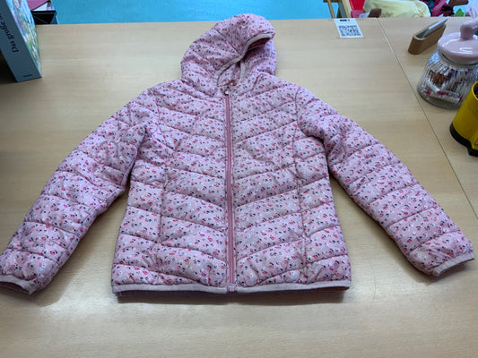 Winterjacke 128 Rosa mit Blumenmuster