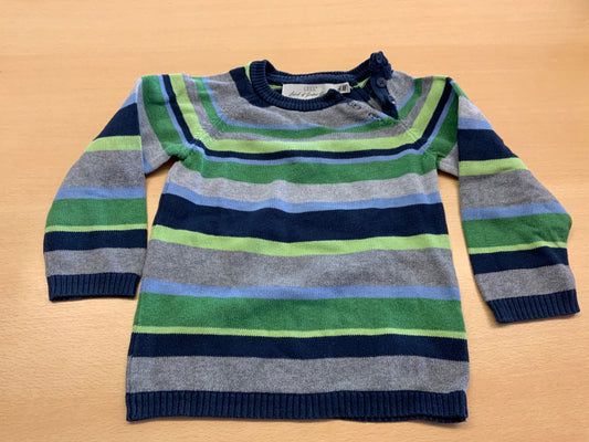 Pullover 92 Bunt mit Streifen in Blau, Grün, Grau und Schwarz