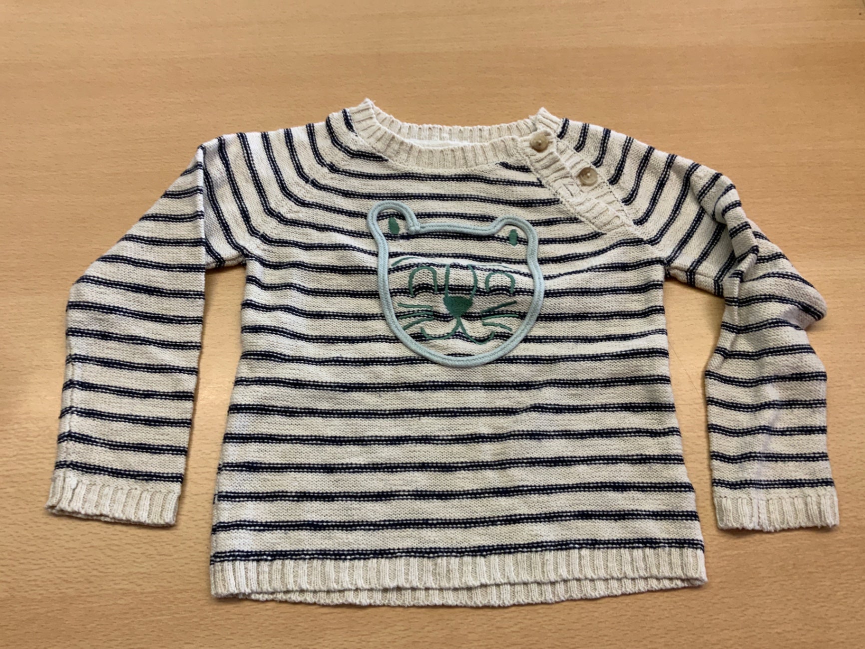  Pullover 92/98 Creme und Marineblau