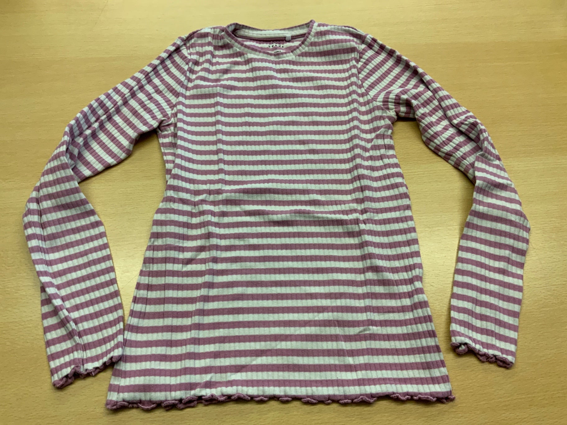 Langarmshirt 134/140 Weiß und rosa Streifen