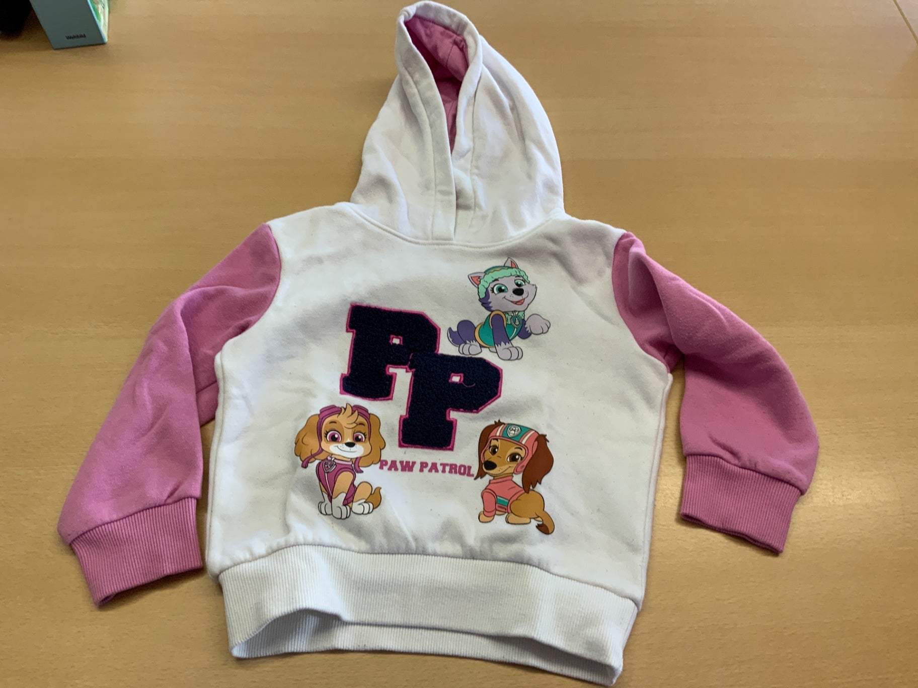  Hoodie 104 Weiß und Pink