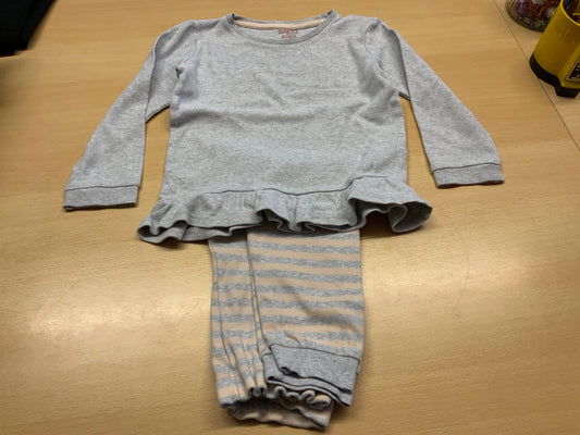 2-Teiler 110/116 Grau mit Streifen in Hellbeige