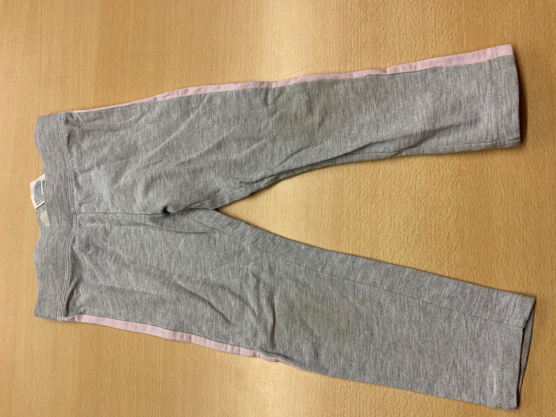  Leggins 98 Grau mit rosa Streifen