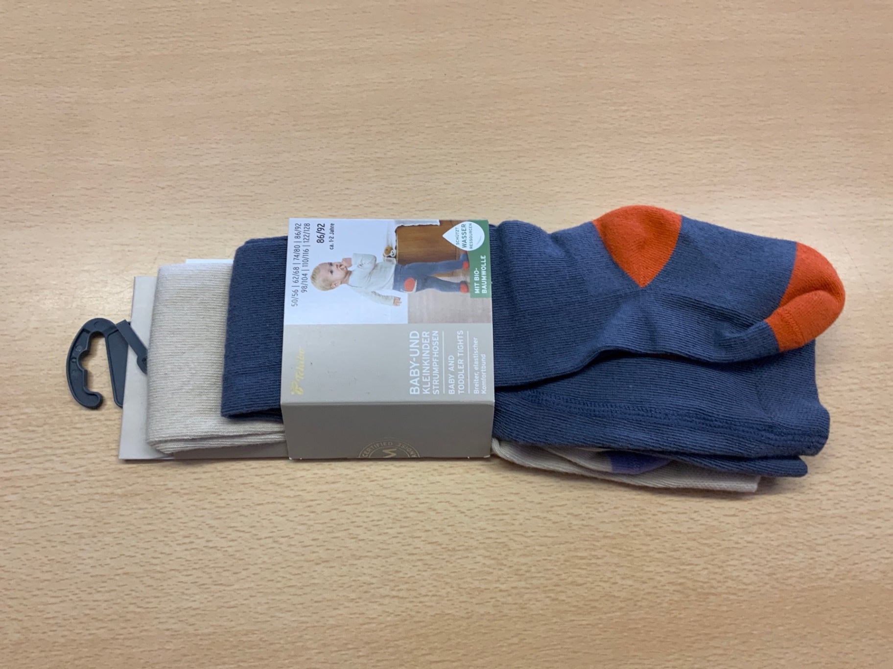 Strumpfhosen 86/92 Blau, Orange, Beige