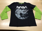 Langarmshirt 128 Schwarz und Limettengrün