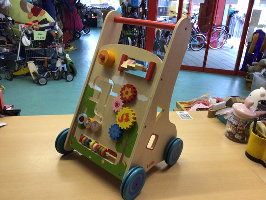 Lelin Baby Lauflernwagen Naturholzfarben mit bunten Akzenten