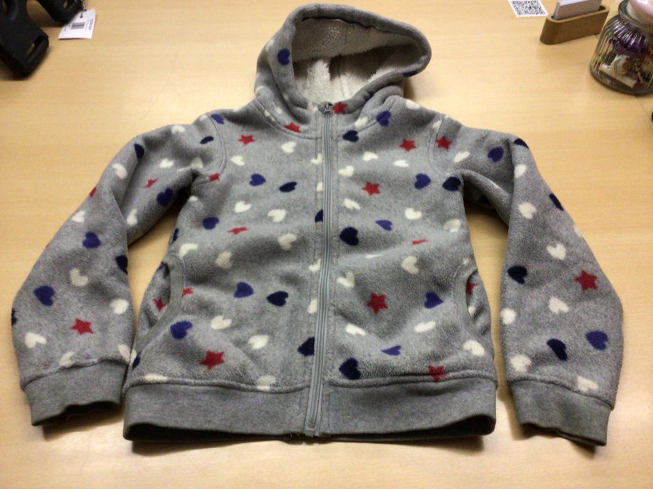 Jacke 122/128 Grau mit bunten Mustern
