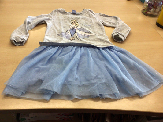  Kleid 110/116 Grau und Blau